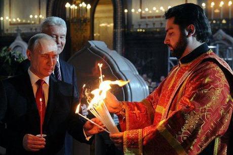 Easter 2014 Christ Cathedral Putin Sobyanin