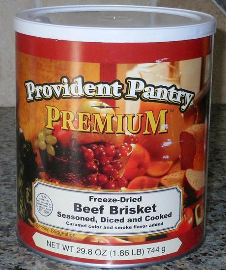 I started with a #10 can of Emergency Essentials Freeze Dried Beef Brisket.