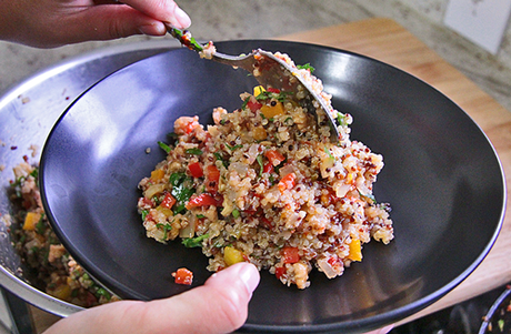 Quinoa with vegetables and walnuts