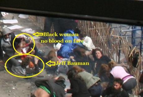 The woman in red: Proof of Boston Bombing crisis actors black woman1