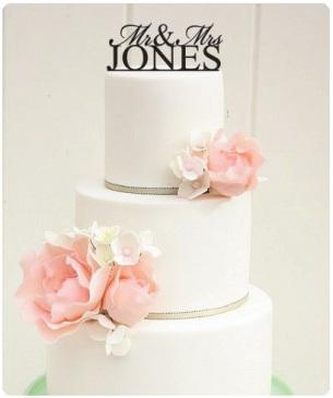 wedding cake with blush rose flowers mr and mrs jones Inspiration for a pretty country wedding