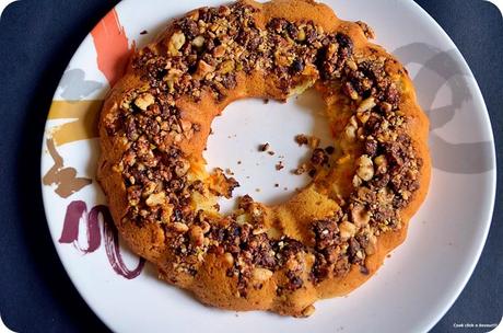 Eggless carrot cake | Carrot cake with nuts topping