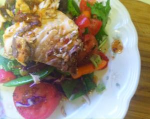 Gluten free menu plan: April 27-May 3 2014 Wild Grilled Salmon w:Mixed Spinach Salad