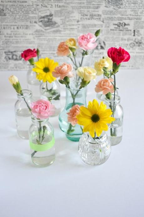 Summer Wild Flowers Clear Glass Vases