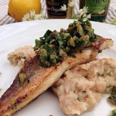 Gurnard, Cannellini beans and Wild Garlic Salsa Verde 20140427-135730.jpg