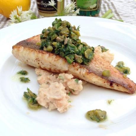 Gurnard, Cannellini beans and Wild Garlic Salsa Verde 20140427-135751.jpg