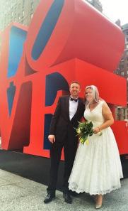 Rachel Dean Central Park Wedding LOVE sculpture