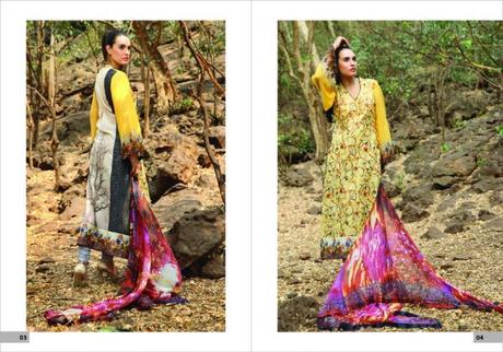 Embroided designer lawn collection of Nadia Hussain