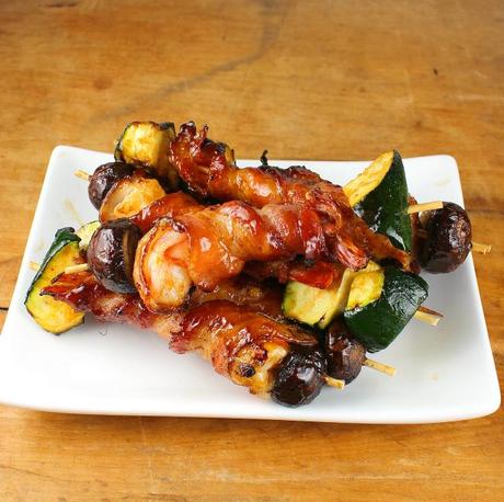 Bacon-Wrapped Shrimp Kebabs with Passion Fruit Glaze Bacon-Wrapped Shrimp Kebabs with Passion Fruit Glaze