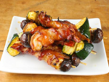 Bacon-Wrapped Shrimp Kebabs with Passion Fruit Glaze Bacon-Wrapped Shrimp Kebabs with Passion Fruit Glaze