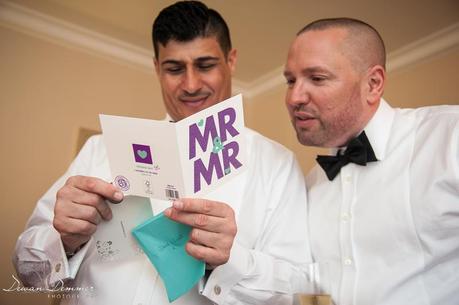 Wedding Couple read a concratulations card