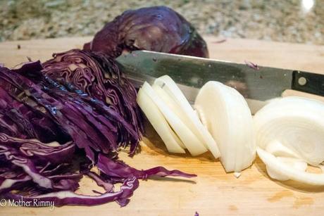 Sweet and Sour Chicken Breasts with Red Cabbage Stir Fry Cabbage and Onions