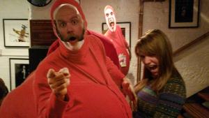 An average day with Red Bastard, rants & a girl with crisp packets on her breasts Bob Slayer, a Red Bastard cut-out and Zuma Puma this week