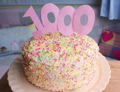 1000th blog post celebration cake for Cassiefairy