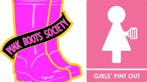 On Gender and Beer: There and Back Again women beer group-pink boots-girls pint out