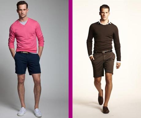 Notice how these outfits are very similar, but how the details make all the difference: there's one thing to wear shorts with sneakers and another to wear them with dress shoes.  Also, choosing a shirt over a t-shirt can really set the whole vibe of your shirts and of your whole outfit!