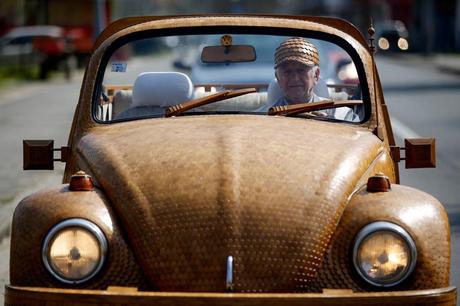 Wooden Volkswagen Beetle Made by Bosnian Pensioner
