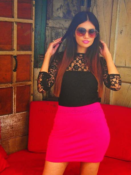 OOTD : Lace Top & Pink Skirt