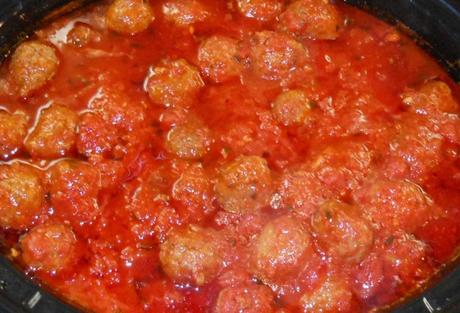 Meatballs and marinara!  These are not my homemade meatballs, because my day was just too crazy.  These are Costco frozen meatballs with their Marinara.  Not as good as mine, but still yummy.