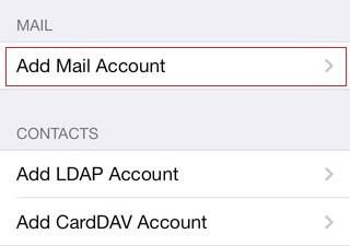 Add Mail Account and Account Information