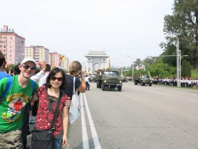 9th September 2013: National Day Parade in Pyongyang, North Korea Panny in the front row for the parade in Pyongyang, North Korea