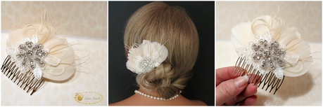 <Champagne Wedding Hair Piece by FancieStrands on Etsy alt=