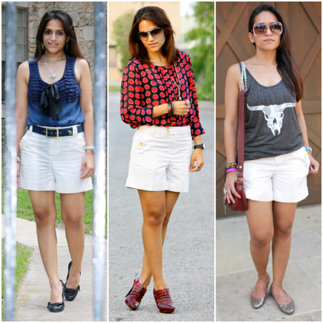 Three Ways To Style Pin Striped Shorts, Tanvii.com