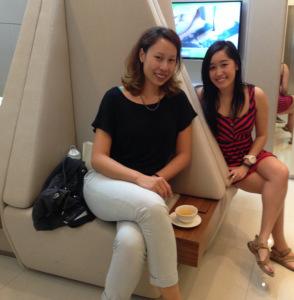 Waiting in their mini lounge before the facial started 
