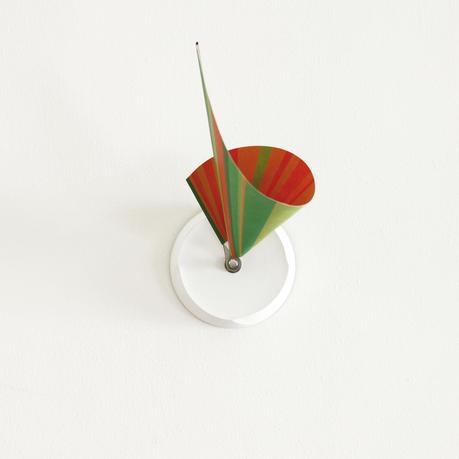 Studio VE. The Poetry of Time Manifold Clock Green & Orange Stripes 14'' by Shay Carmon and Ben Klinger