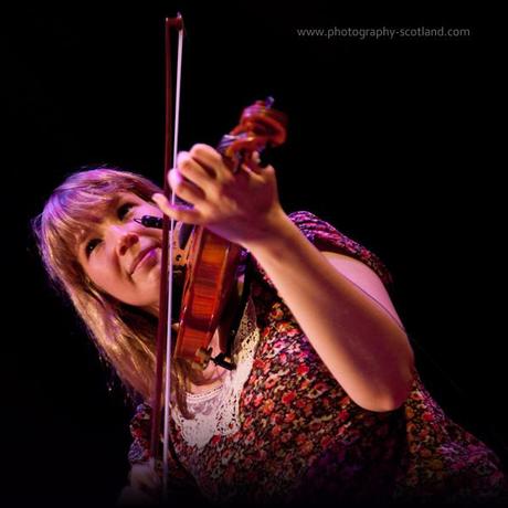 Photo - fiddler patsy Reid, playing with the band Vamm at the Scots Fiddle festival in Edinburgh, Scotland
