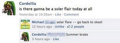Funny Facebook status messages (spelling FAIL).  This is funny stuff.