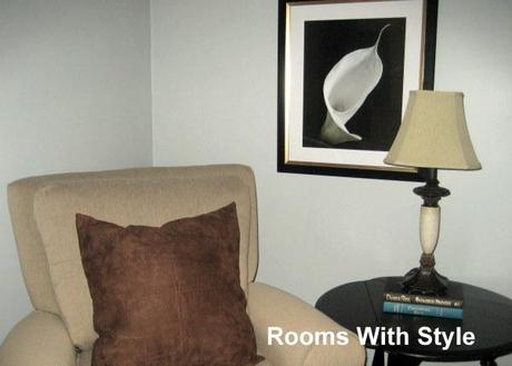 Home Staging and Redesign Minneapolis MN Artwork between Chair and Lamp
