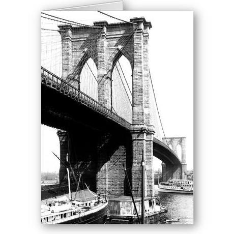 Vintage Brooklyn Bridge waterfront card