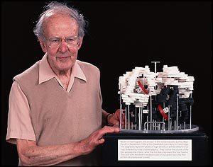 Max Perutz with his hemoglobin model. Image credit: BBC.