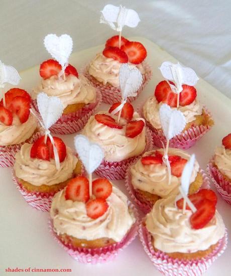 Strawberries and buttercream cupcakes