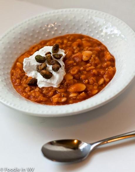 Spiced Fava Bean Soup with Rice and Tomato