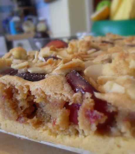 A deliciously different and fruity and nutty crumble cake!