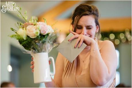 Bridesmaid cries when recieving gift