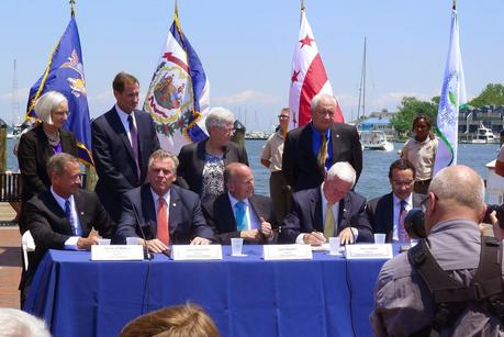 governors martin o'malley, jack markell, tom corbett, and terry mcauliffe pledge to save the chesapeake bay!