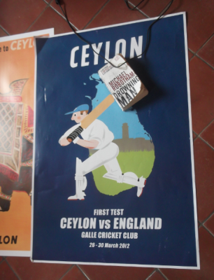 Backpacking in Sri Lanka: 23 Cool Things I Noticed When Touring Galle Fort Backpacking in Galle, Sri Lanka - an old cricket poster of Ceylon v. England.