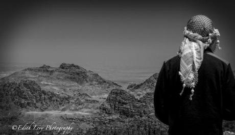 Petra, Jordan, Aaron's Tomb, Jebel Haroun, Mount Hor, mountains, black & white