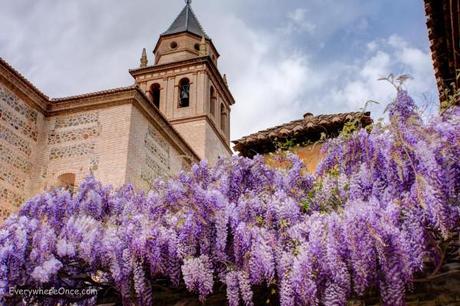 An Alhambra Palace Building with Flowers