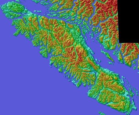 Color Shaded Relief Model of Vancouver Island