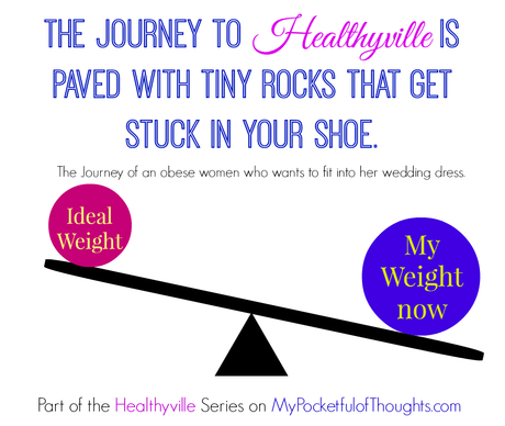 The Journey to Healthyville is paved with tiny rocks that get stuck in your shoe. The Journey of an obese women who wants to fit into her wedding dress. Part of the Healthyville Series on MyPocketfulOfThoughts.com