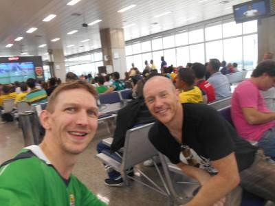 41 Different Places That I Have Watched World Cup 2014 So Far Watching Portugal v. Germant at Rio airport with Michael Church from Larne, Northern Ireland.