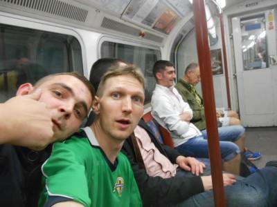 41 Different Places That I Have Watched World Cup 2014 So Far On the tube on route to the Charlie Chaplin pub in Borough.