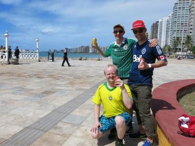 41 Different Places That I Have Watched World Cup 2014 So Far Having a beer with the lads - Lief and Dorian down by Fortaleza beach before the Brazil v. Mexico match.