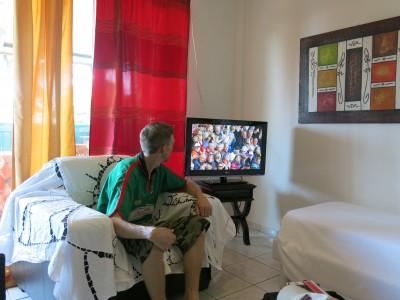 41 Different Places That I Have Watched World Cup 2014 So Far Watching the World Cup in our room at Oyasamaid, Cayenne, French Guyana.