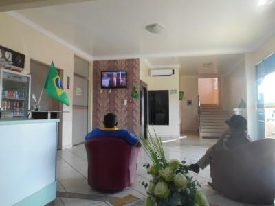 41 Different Places That I Have Watched World Cup 2014 So Far At the hotel reception in Hotel Mais, Macapa watching France dick Switzerland.