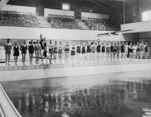 The Men's Gymnasium pool at Oregon Agricultural College, ca. 1920s.  This is where Linus Pauling would have taken his required swim test. Or did he...?